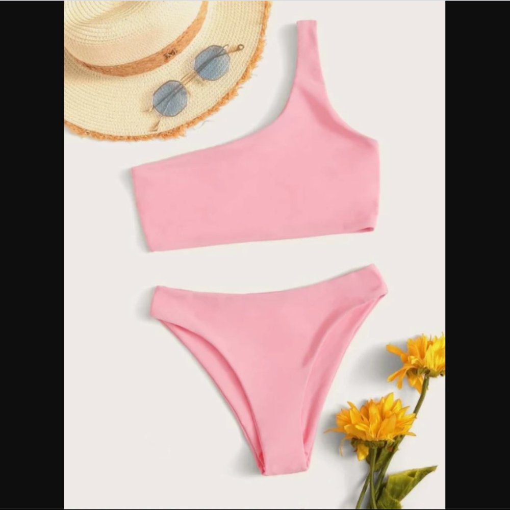 Never worn One Shoulder Pink Bikini Swimsuit 4/6